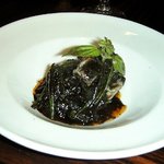 CAFE RIGOLETTO - Baby Calamari & Spinach with Ink Sauce（小ヤリイカとほうれん草のイカ墨煮込み)
