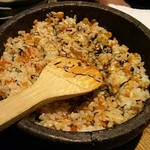 岡むら - 2018.3.24  【石焼ごはん  (鮭といくら)】 