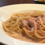 イタリア食堂SORA - ◆博多明太子のクリームソース 明太子もタップリ入り、クリームソースも濃厚で好み。 明太子ソースとしては、美味しいと思います。