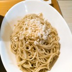 Sagamihara 欅 - ニンニクパンチ味を選択。青森産なんでしょう、にんにくの微塵切りとにんにくオイル醤油だれ。