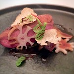 エディション・コウジ シモムラ - 京鴨胸肉のロースト　根菜のエチュヴェ