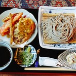 香乃庵 - もりそば華満開セット(1200円)野菜の天ぷらいっぱい！