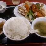 Toukai Shukaeba Ramachiten - 鶏肉の台湾風唐辛子炒め定食　780円