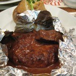 つばめKITCHEN - つばめハンブルグステーキ♪ホイルの中にアツアツハンバーグ!!