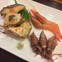 江戸前 寿し政 別館 - 甘海老づけ/蛍烏賊/煮牡蠣/煮鮑