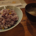 園山 - 黒米と玉蜀黍ごはん　冷汁