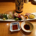 みさき - 刺身の盛り合わせかますのあぶりが脂が乗り旨い