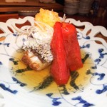 中島町倶楽部 - 甘鯛の鱗揚げ、万願寺唐辛子