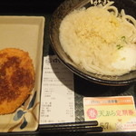 Hanamaru Udon - かけ小130円・温玉80円・コロッケ120円は定期券で無料(2018.4.28)