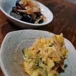 二万八千石 - 茄子とピーマンのお浸し、カレーポテサラ