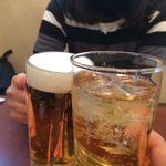 紅梅園 - H.30.4.14.昼 ひげのハイボール 400円 vs 生ビール(中) 500円 de 乾杯♪