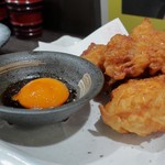 つかふき屋 - 地鶏むね山椒唐揚げ卵黄ソース