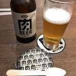 Nikubaru Nikuson Daitouryou - 「肉ＢＥＥＲ」980円
      +お通しの「鶏だし豆腐」