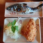 ますつり公園 にじます亭 - 料理写真:塩焼き フライ