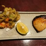 りょうりや 御旅屋 - 海老と下仁田葱のかき揚げ  さわらの粕幽庵焼き