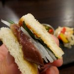 海鮮料理と酒 いくひさ - シメ鯵のミニサンド