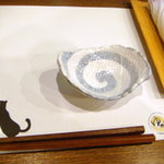 味楽 ゆめり - テーブルセッティング。お絞りは香りをつけた手拭いです。