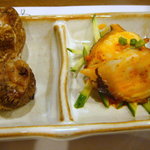 味楽 ゆめり - お通し（衣かつぎ、蛸のピリ辛）