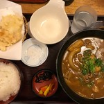 手打ちうどん処 伊賀 - とり天カレーうどん定食