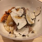 はらまさ - 雲丹・すき焼き風牛肉・卵黄