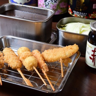 Popular Kushikatsu and Doteyaki with homemade sauce