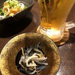 がぜん - お通し、生ビール