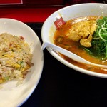 Ramen Koubou Kaze - 風ラーメン(ふわふわ玉子焼トッピング)+焼飯セット 1,050円