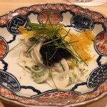 はらまさ - 痛風素麺。真ふぐの白子、キャビア、カラスミが入っています。