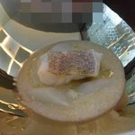 SALONE TOKYO - 白ポレンタのズッパ　鮮魚とホワイトアスパラのボッリート（2018.5）