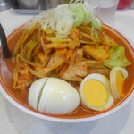 Mouko tanmen nakamoto - 五目味噌タンメン野菜大盛+ゆで玉子(麺硬め辛さ２倍)