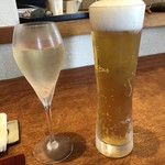 restaurant mamagoto - 車で行きましたので、主人は「ノンアルビール（600円）」、私は「スパークリングワイン（800円）」を。