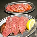 焼肉 基 - 手前ハラミにはサシがきれいめに入ってます