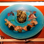 眞 - 栄螺、生海苔、旬菜：岩塩とオリーブオイル