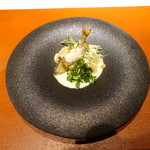 眞 - 稚鮎、浅利、胡瓜：クリーム仕立て