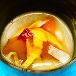 柏屋 大阪千里山 - ツバス漬け 無花果 芥子太白松前醤油 胡瓜 日本酒煮切り乳化地 芥子