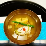 Kashiwaya Osaka Senriyama - 鱧葛叩き 賀茂茄子 梅肉 三度豆 柚子