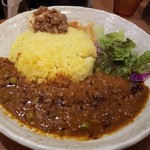 SPICY CURRY 魯珈 - 激辛！ラムキーマカレーのライス大盛＋るうろう煮玉子