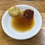 亀戸餃子 - お酢＋醤油＋ラー油の唐辛子＋からし