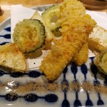 食堂 あいそ - カブ、ゴーヤ、とうもろこしの天ぷら