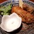 神楽坂 創彩割烹 清水 - 料理写真:「牡蠣と牛ヒレ肉のフライ　檸檬 藻塩 タルタルソース」 牡蛎がウマウマジューシー✨✨