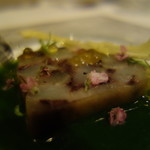 ヒラスズキと独活の小さなテリーヌ　