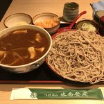 味奈登庵 - カレー南蛮そば 大盛り 別盛り＋揚げ玉＋玉子♡