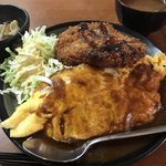 楽膳楽酒みずたに - オムライスとちょと大きいメンチカツ
