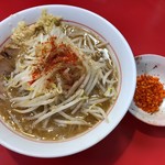 千里眼 -  ラーメン 麺160g ヤサイ少なめ・ニンニク・ショウガ・アブラちょっとのカラアゲ別皿で 750円