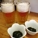 オリオン生＆お通し(もずく)