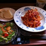 ラナカフェ - パスタランチ(1000円) ～ﾍﾞｰｺﾝとﾀﾏﾈｷﾞのｱﾏﾄﾘﾁｬｰﾅ