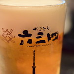 やきとり 六三四 - 生ビール（中）@550円