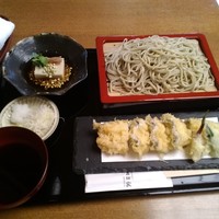 そば会席 立会川 吉田家 - 活穴子天ざる　そば大盛り