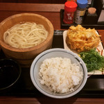 Marugame Seimen - 釜揚げうどん(並) ¥290-
                        野菜かき揚げ ¥130-
                        天丼用白ごはん ¥130-