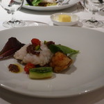 シュマン - 天草産鱧のグリエと蝦夷鮑のベニエ タプナードソース